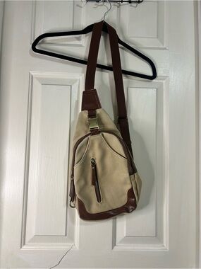 Antik Kraft Canvas Sling Bag with Brown Trim - Men